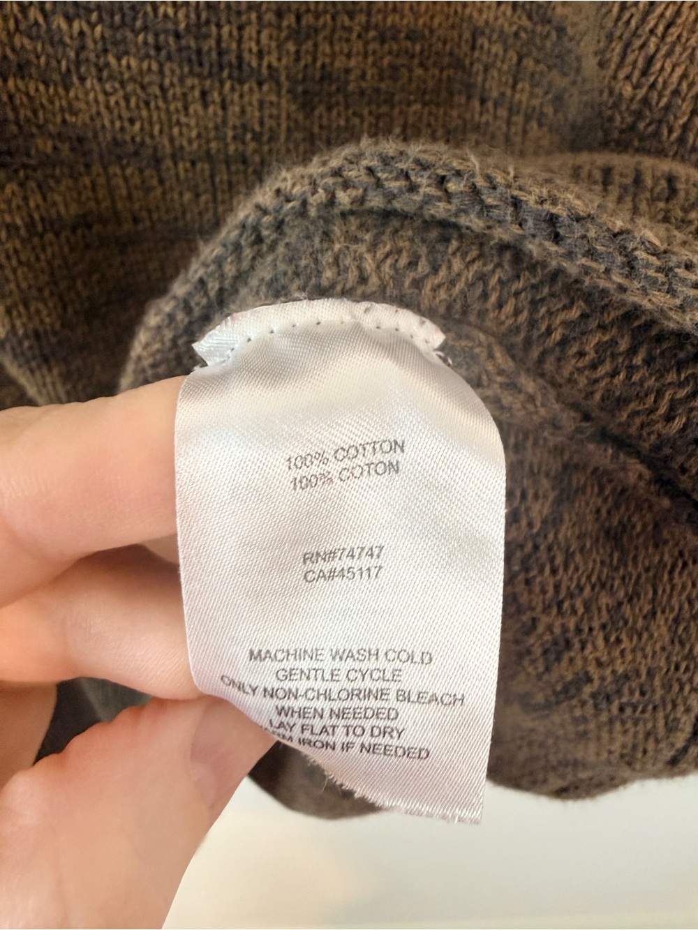 Brown & Gray Marled 100% Cotton Henley Sweater Pullover Boho Cottagecore Cozy - Picture 3 of 11
